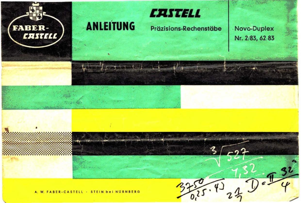 Figure 2 — The cover of the German instruction booklet for the Castell Novo-Duplex 2/83 and 62/83.