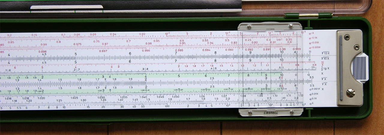 Figure 5 — The right end of the 2/83N back face, with formulas e^−x to e^−0.001x, √10x, 1/x, ½ lg x, x, √x, e^0.01x, e^0.1x, e^x.