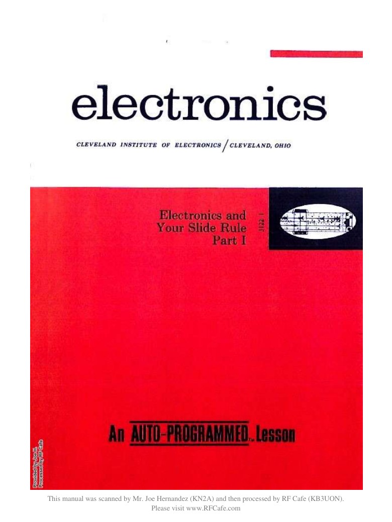 Figure 2 — The red cover of "Electronics and Your Slide Rule, Part I", a CIE Auto-Programmed lesson.